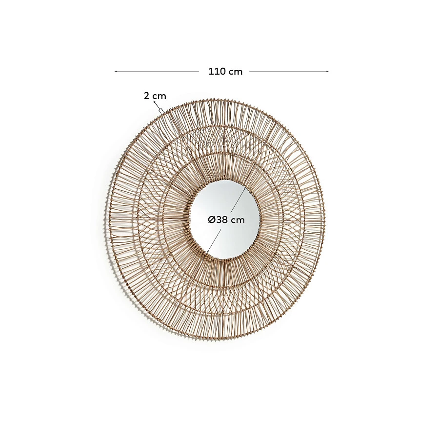 Viviana Зеркало из ротанга с натуральной отделкой Ø 110 см - фото 3