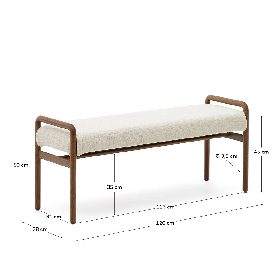 Скамейка Macaret со съемным чехлом из массива дуба с отделкой орех 120 см - фото 6