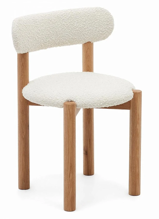 Стул Nebai белый из букле и массива дуба