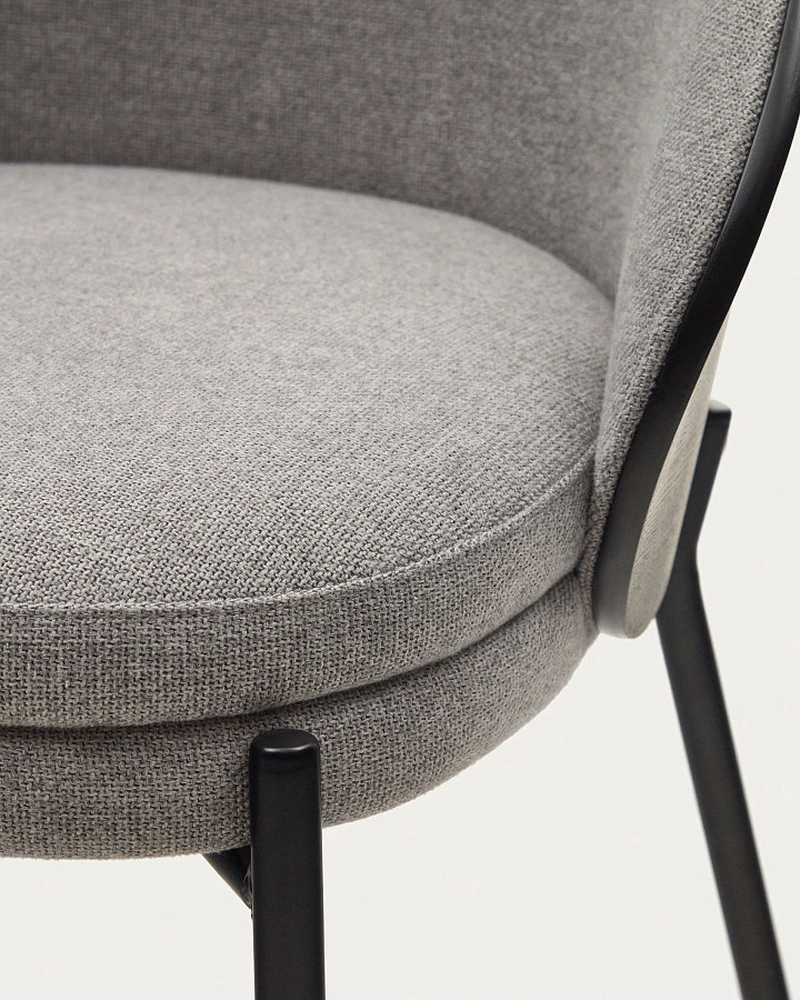 Стул Eamy светло-серый из шпона ясеня с черной отделкой - фото 13