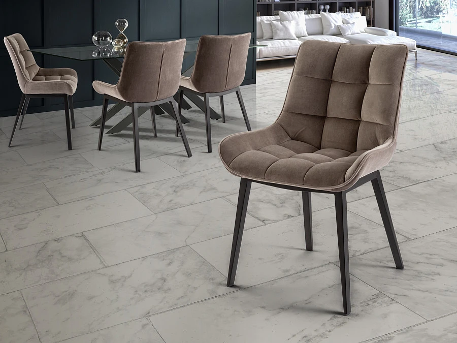 Стул из металла Devany с бархатной обивкой цвета камень - фото 4