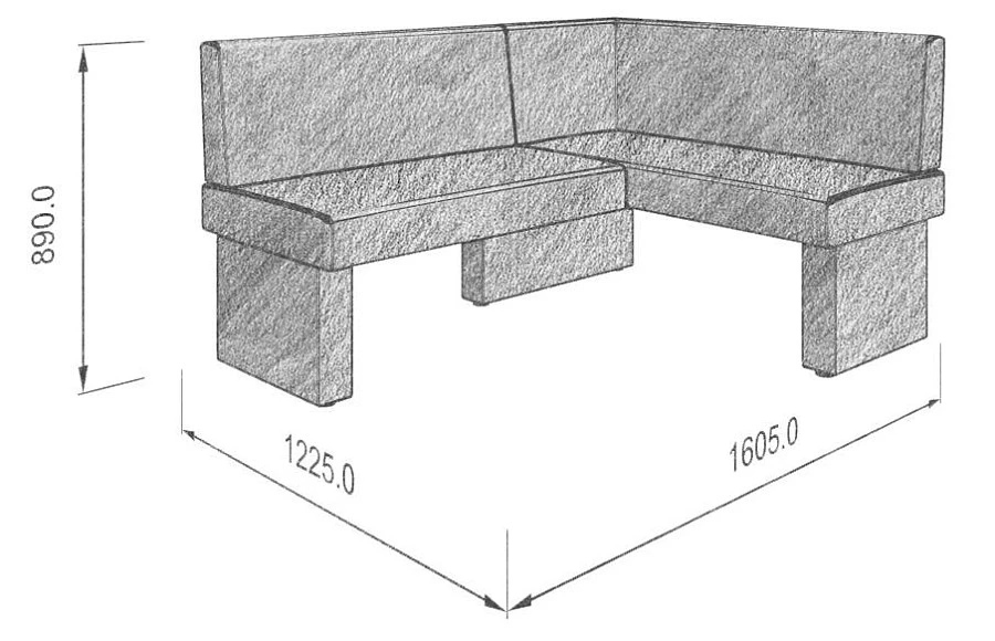 Диван кухон. Ratio 158-120 R grey/silver - фото 3