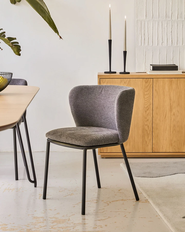 Ciselia Стул из темно-серой синели и черной стали - фото 4