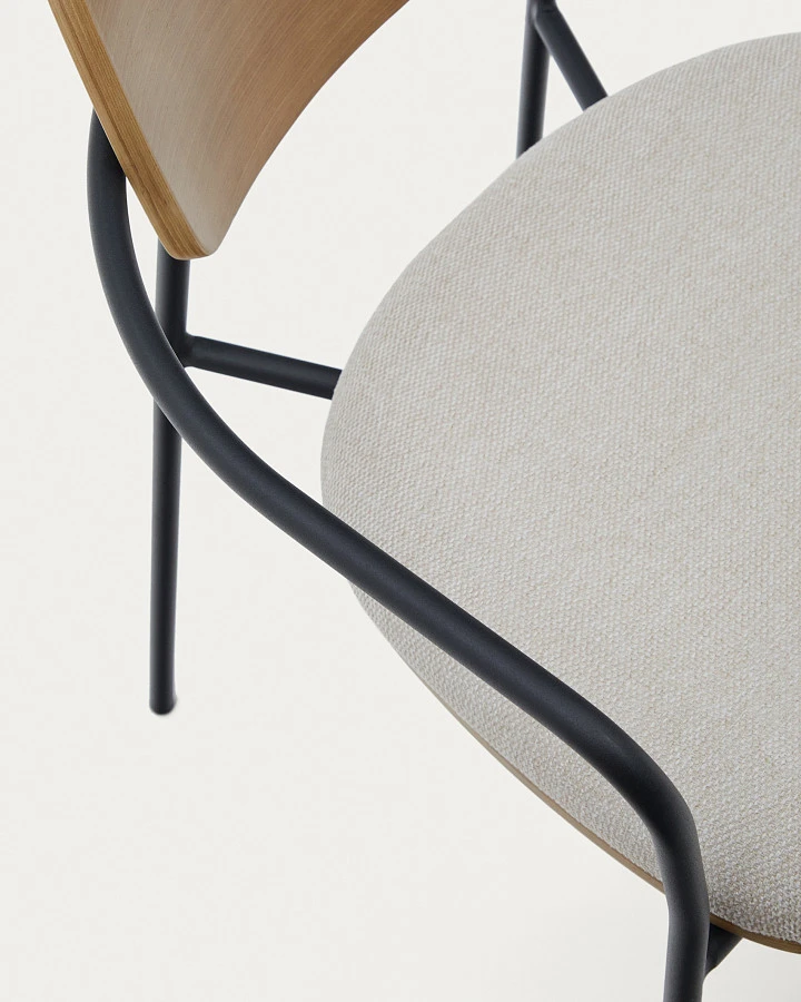 Стул Maureen дубовый шпон в натуральной отделке и черный металл - фото 9