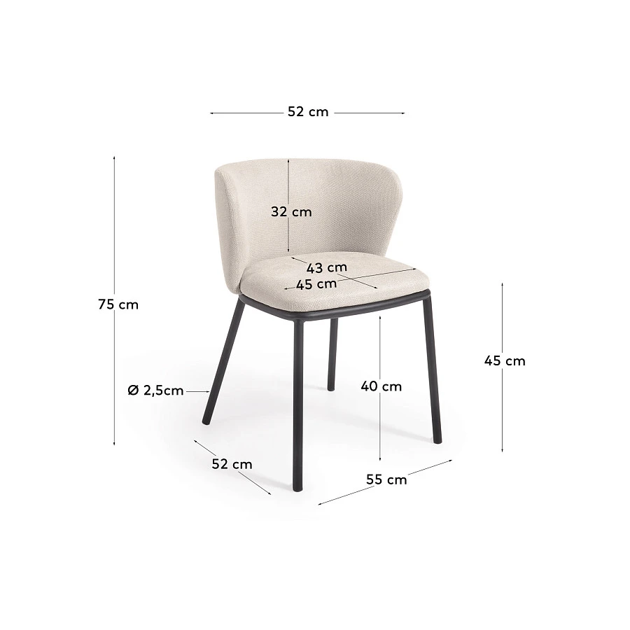 Ciselia Стул из бежевой синели и черной стали - фото 11