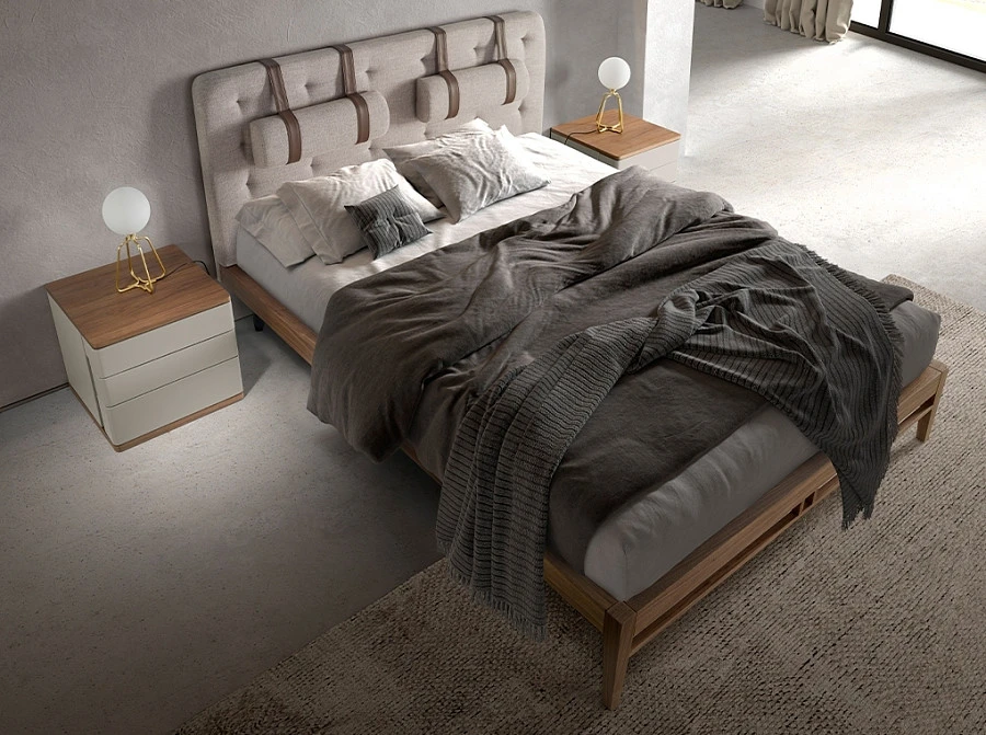 Прикроватная тумбочка 7166/MB2320NS из серого лака и шпона ореха - фото 7