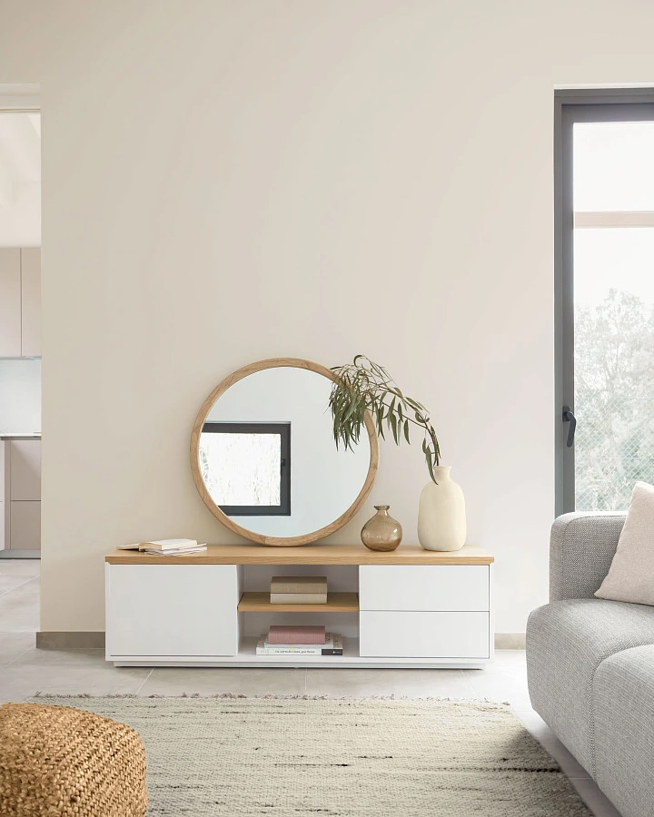 Круглое зеркало Alum из массива минди 80 см - фото 4