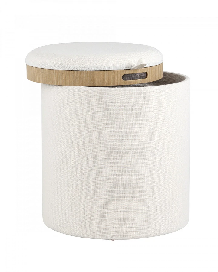 Пуф-столик с ящиком Хюгге S рогожка белый - фото 2