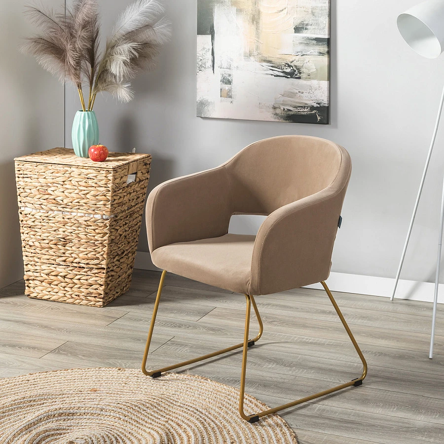 Стул Oscar Diag beige/Линк золото - фото 9