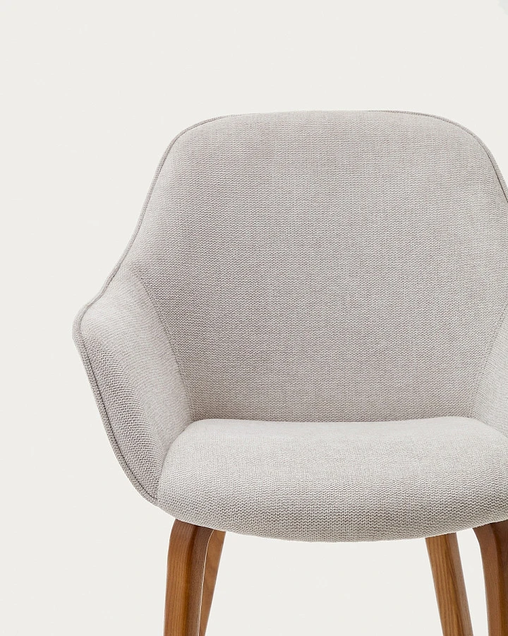 Стул Aleli бежевый из синели и орехового ясеня  - фото 7