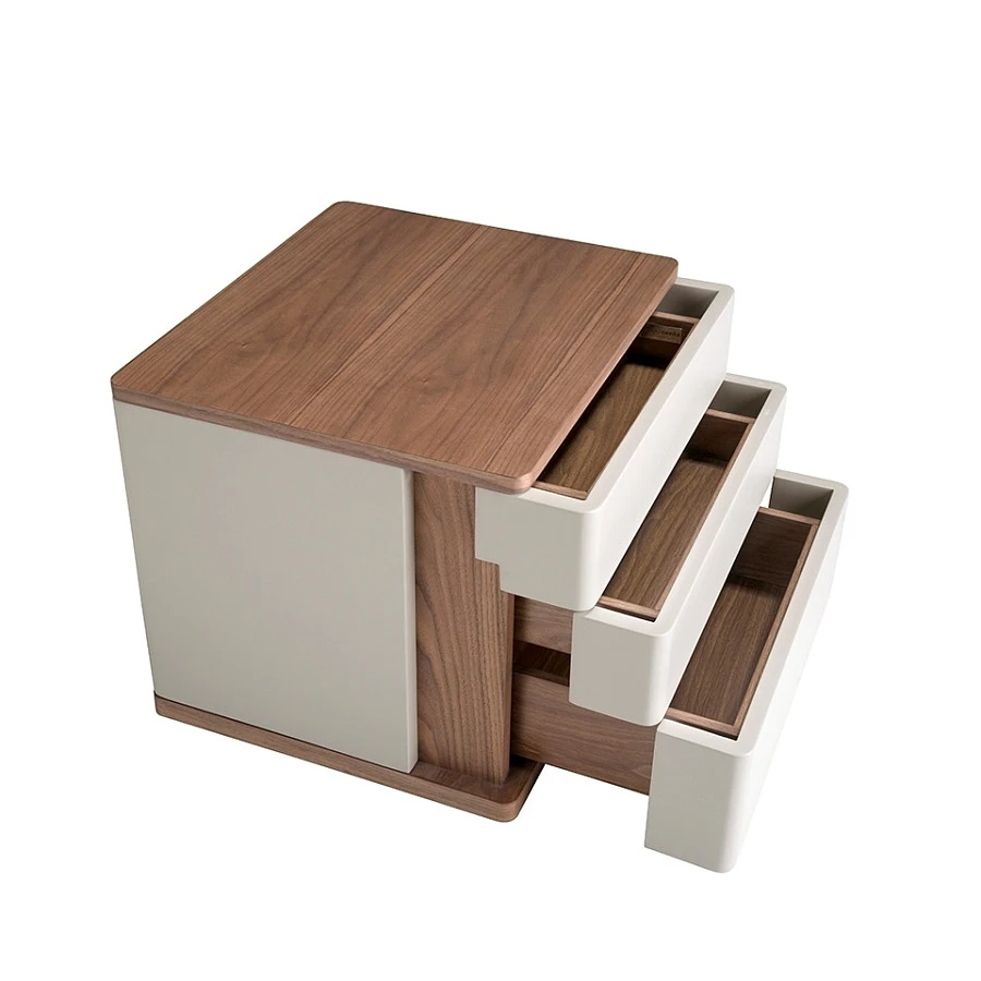 Прикроватная тумбочка 7166/MB2320NS из серого лака и шпона ореха - фото 4