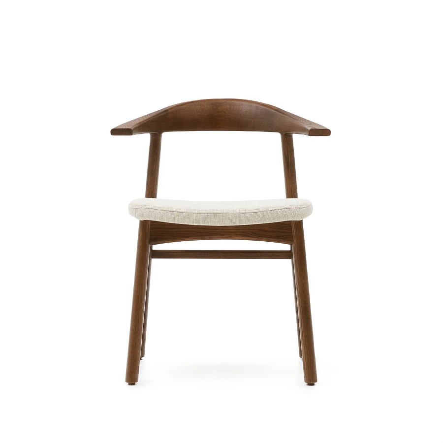 Стул Timons из бежевой синели из массива дуба с отделкой орех FSC Mix Credit - фото 6