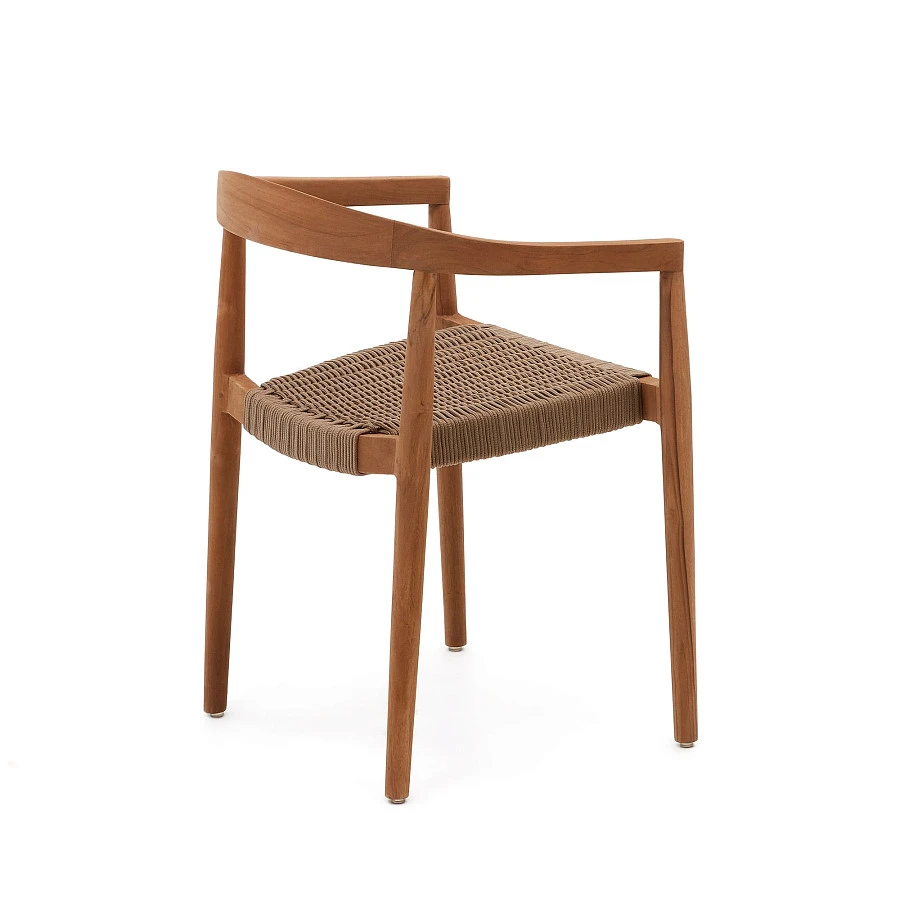 Ydalia Садовый стул из натурального тика и бежевой веревки - фото 5