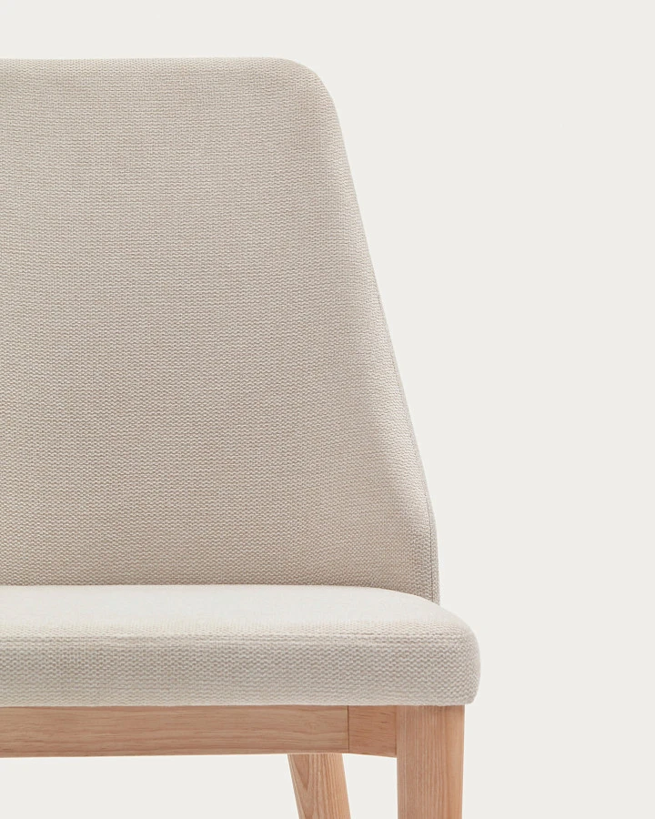 Rosie Стул из бежевой синели с ножками из массива ясеня - фото 9