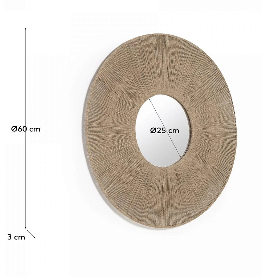 Круглое зеркало Damira джут 60см - фото 3