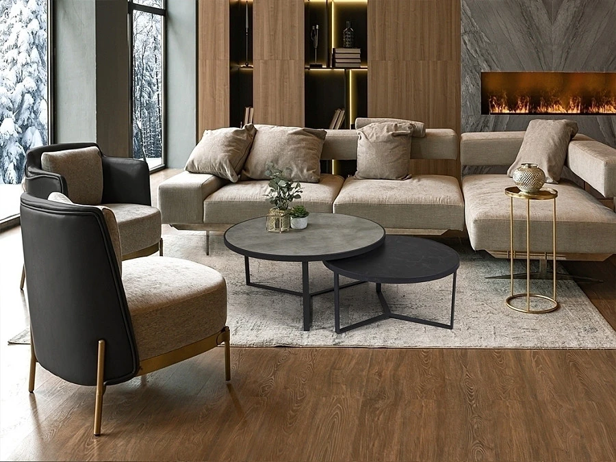 Комплект приставных столиков Naira черный / серый - фото 4