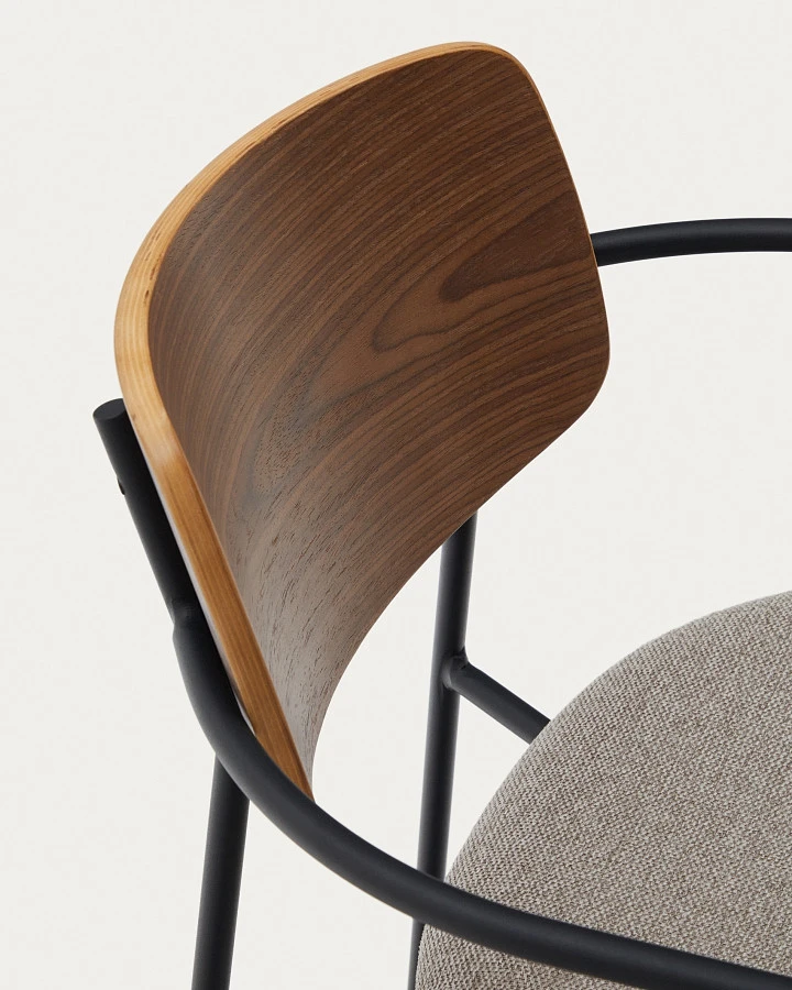 Стул Maureen со шпоном ореха и металлом в черной отделке - фото 9