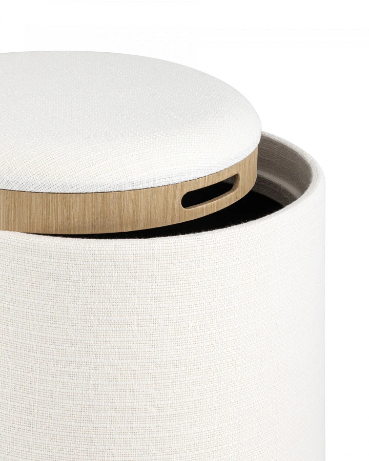 Пуф-столик с ящиком Хюгге S рогожка белый - фото 3