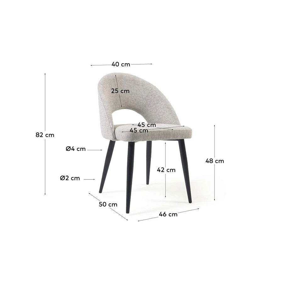 Бежевый стул Mael на стальных ножках с черной отделкой - фото 8