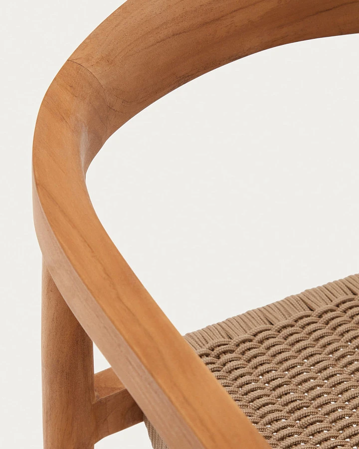 Ydalia Садовый стул из натурального тика и бежевой веревки - фото 12