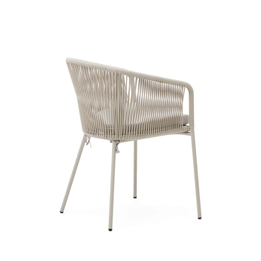Стул Yanet с синтетической веревкой цвета экрю и ножками из оцинкованной стали - фото 5