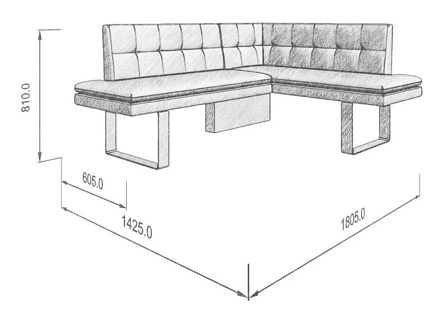 Диван кухон. Magiс 178-140 R beige 1805*1425*810 - фото 4