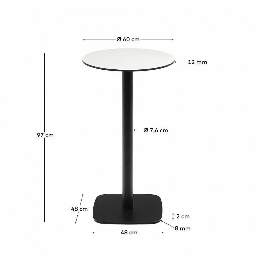 Dina садовый стол бел./черн.меатлл Ø60x96см - фото 3