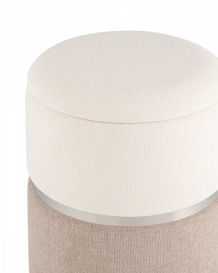 Пуф Кэрри с ящиком серебро шенилл серо-бежевый - фото 2