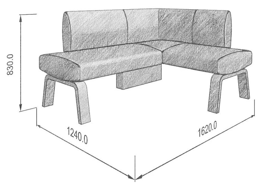 Диван кухон. Pride 158-120 R beige 1620*1240*830 - фото 4