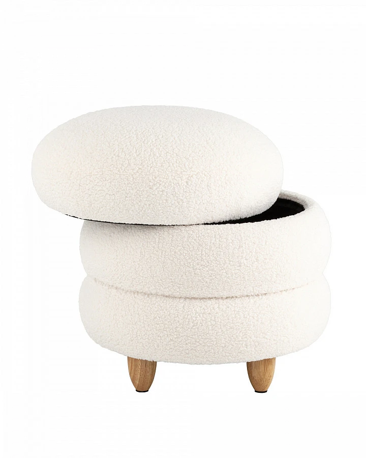 Пуф с ящиком Винни L тедди белый - фото 2