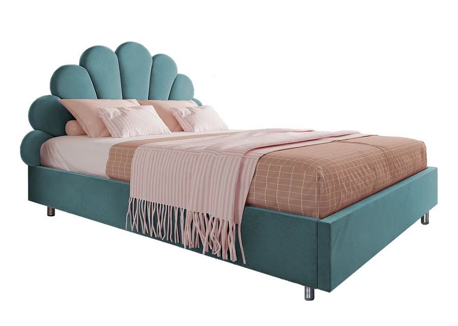 Кровать Ксю  140х200 тёмно-бирюзового цвета