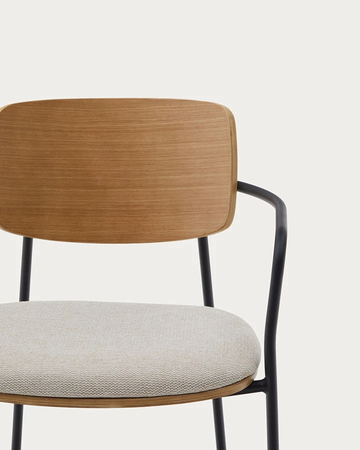 Стул Maureen дубовый шпон в натуральной отделке и черный металл - фото 8