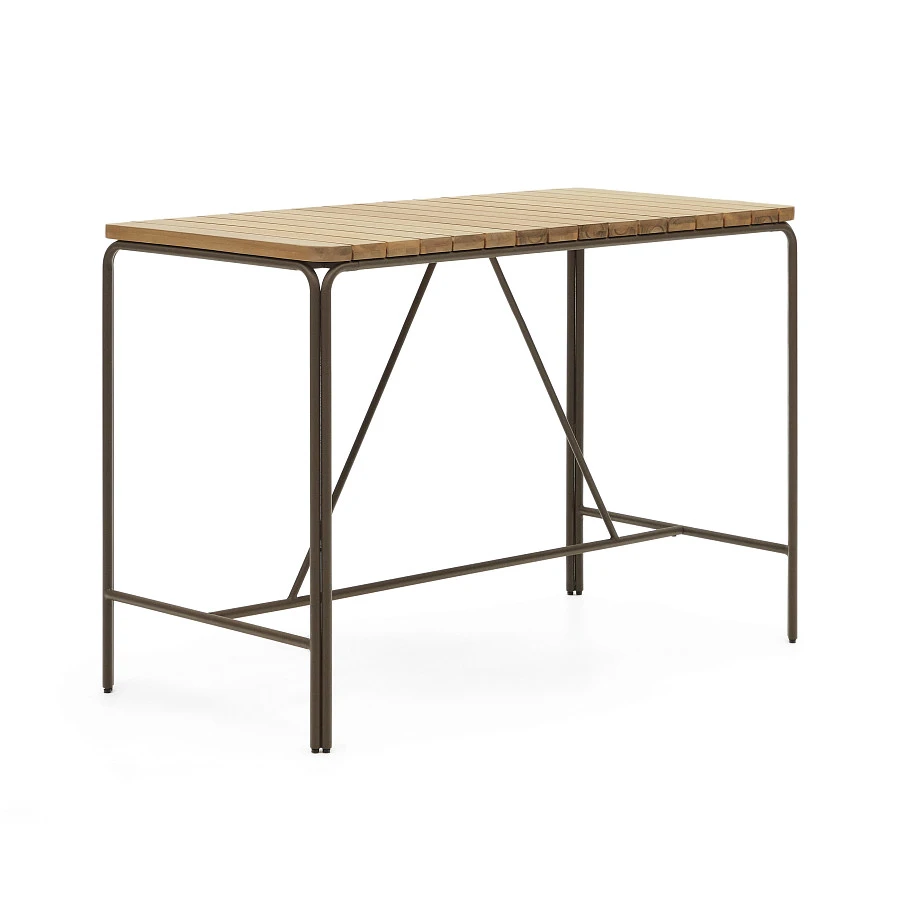 Salguer Барный стол из массива акации и коричневой стали Ø 140 x 70 см - фото 5