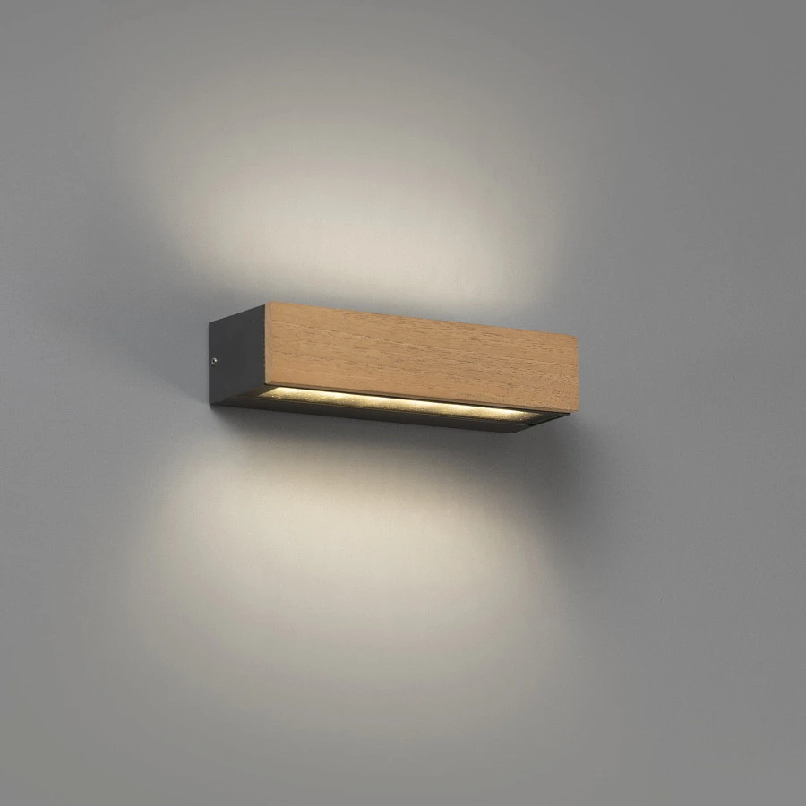 Уличный настенный светильник Doro-13 LED 2x6.5W 3000K дерево - фото 3