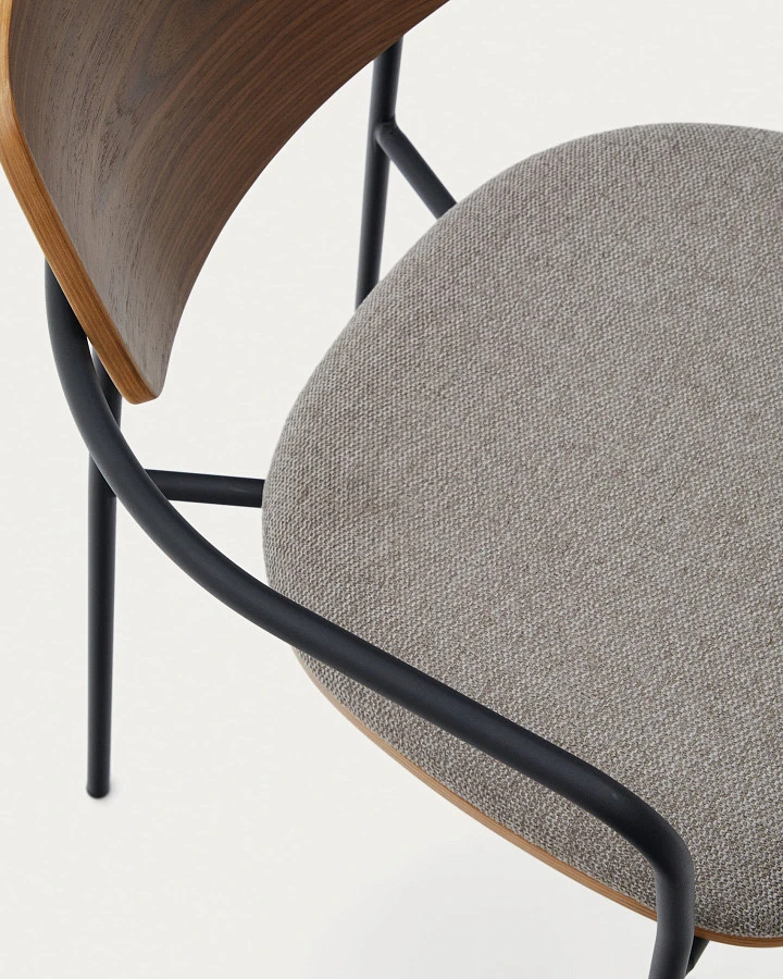 Стул Maureen со шпоном ореха и металлом в черной отделке - фото 8