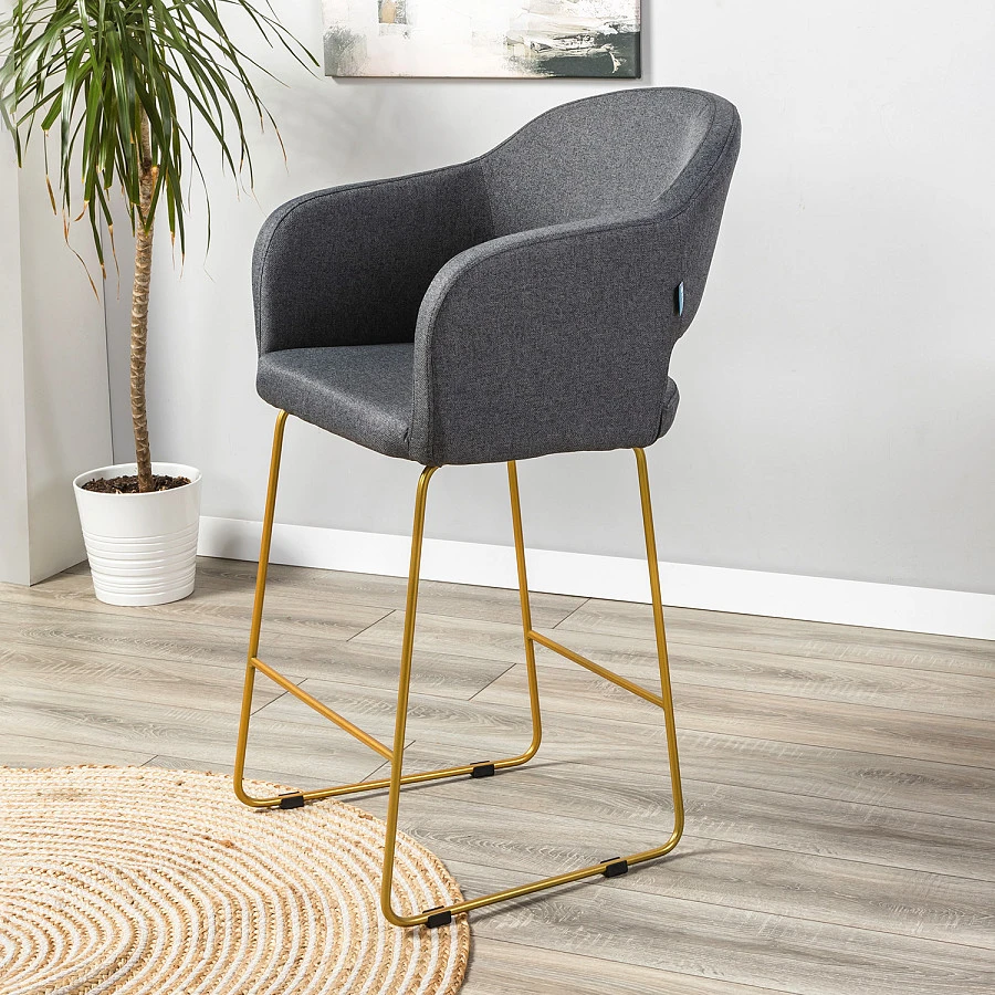 Кресло полубар Oscar тёмно-серый/Линк золото - фото 10